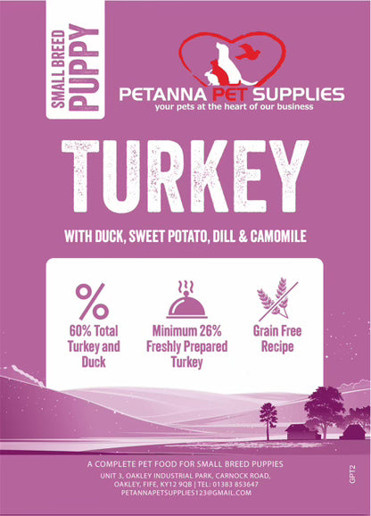 Grain Free Puppy (Small Breed) Blend - Turkey with duck, sweet potato, dill camomile